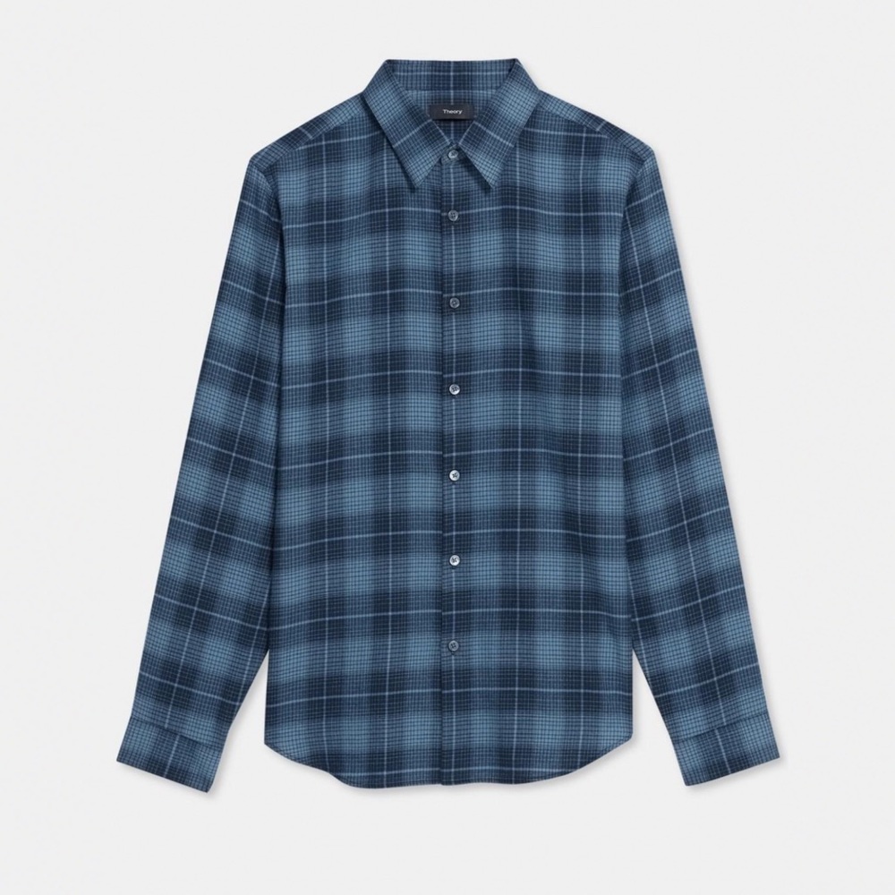 Theory Irving Shirt in Grid Cotton Flannel - Picture 3 of 7